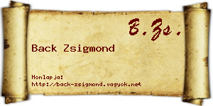 Back Zsigmond névjegykártya